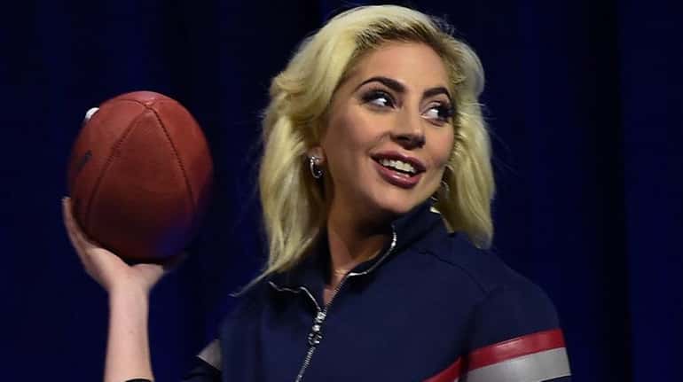 Lady Gaga meets with the press during the Super Bowl...