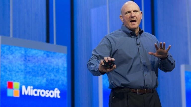 Steve Ballmer, chief executive of Microsoft Corp., delivers the keynote...