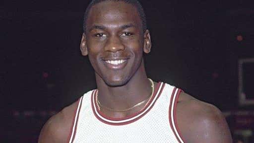 Chicago Bulls guard Michael Jordan in uniform in 1984.