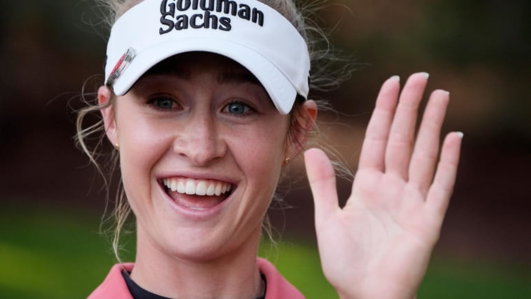 Nelly Korda reacts after winning the LPGA T-Mobile Match Play...