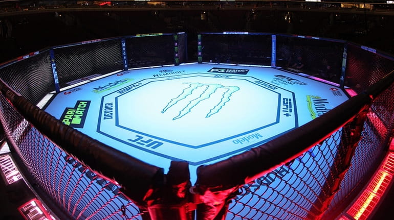 A general view of the UFC octagon befoer UFC 238...