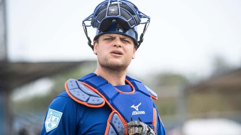 Mets catcher Devin Mesoraco during a spring training workout on...