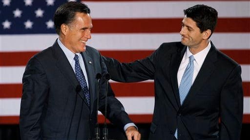 Paul Ryan introduces Mitt Romney before Romney spoke at the...
