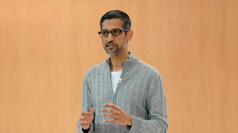 Alphabet CEO Sundar Pichai speaks at a Google I/O event...
