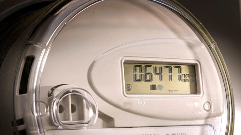 A LIPA smart meter, installed at a Suffolk County home.