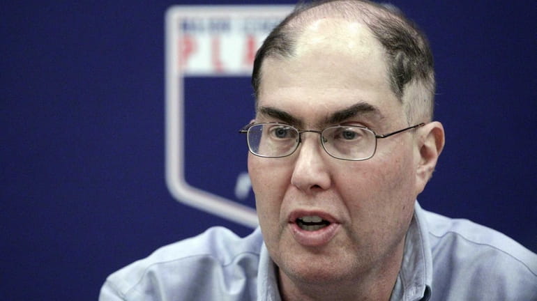 Baseball union head Michael Weiner speaks during a news conference...