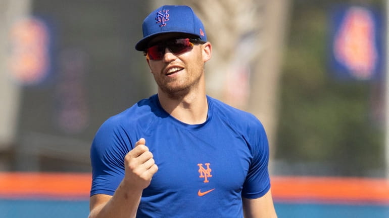 Mets outfielder Brandon Nimmo during a spring training workout on Feb....