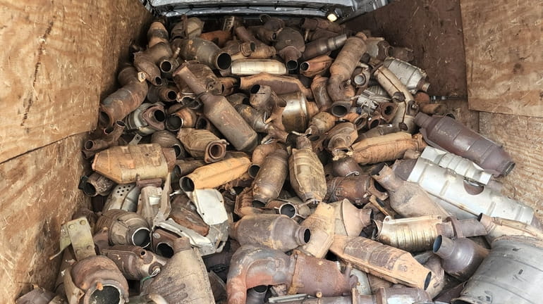 A van with seized catalytic converter thefts outside Nassau County...
