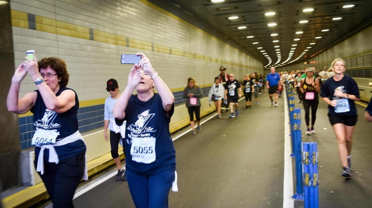 Runners participating in the 2018 Tunnel to Towers event on Sunday...