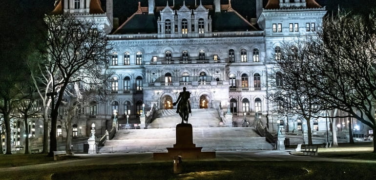 The State Capitol building in Albany is seen on Jan...