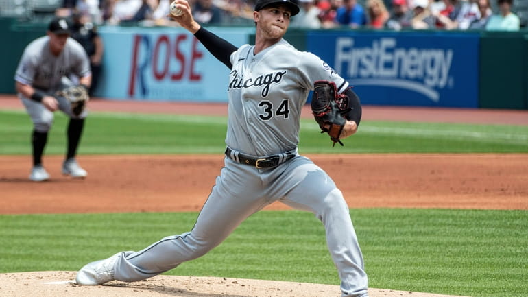 Chicago White Sox starting pitcher Michael Kopech delivers during the...