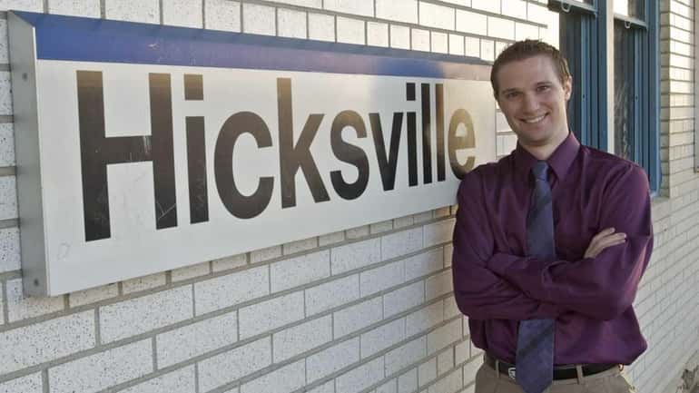 Community journalist T.C. McCarthy at the Hicksville LIRR station