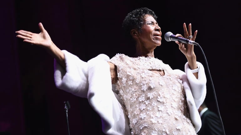 Aretha Franklin performs at the Elton John AIDS Foundation's New...