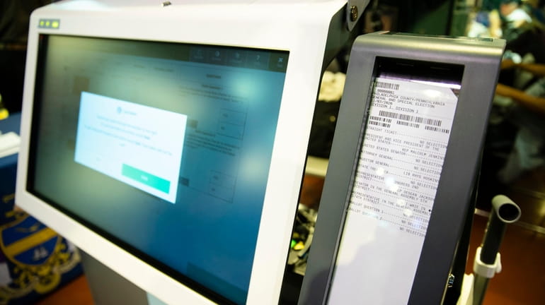 Shown is a ballot during a demonstration of the ExpressVote...