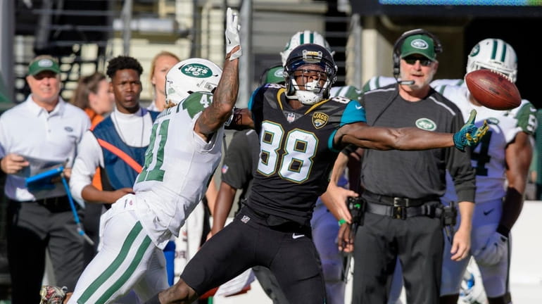 Jets cornerback Buster Skrine commits pass interference on Jaguars wide...