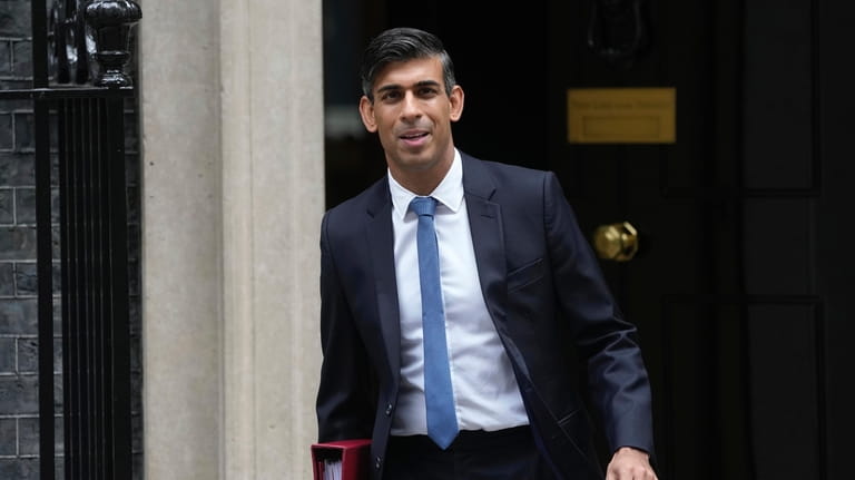Britain's Prime Minister Rishi Sunak leaves 10 Downing Street to...