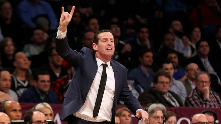 Head coach Kenny Atkinson of the Brooklyn Nets during the...
