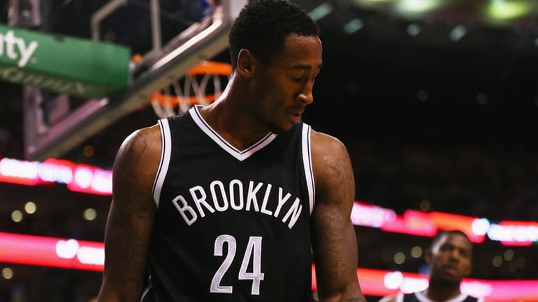The Brooklyn Nets' Rondae Hollis-Jefferson reacts after a foul is...