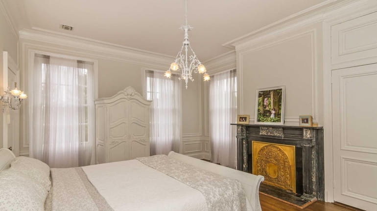 The restored master bedroom in the renovated High Lindens mansion...