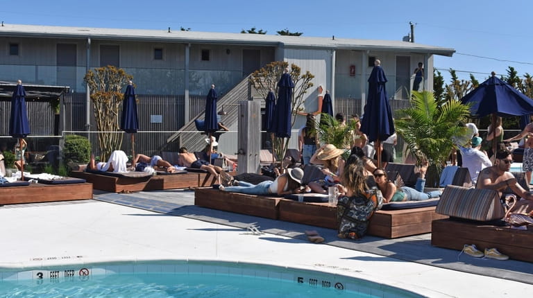 The poolside scene at the Montauk Beach House boutique resort.