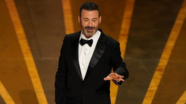 Host Jimmy Kimmel speaks at the Oscars on March 12,...