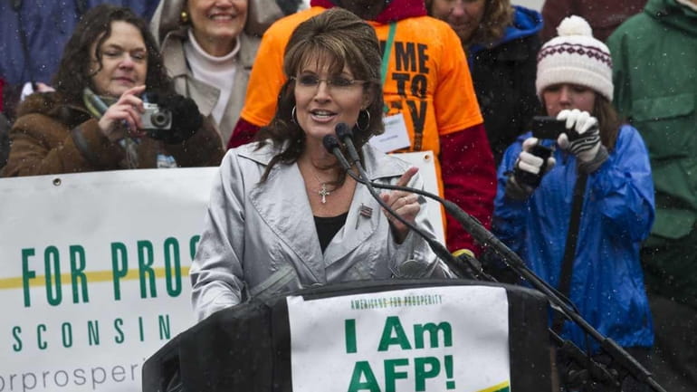 Former Alaska Gov. Sarah Palin speaks at a tax day...