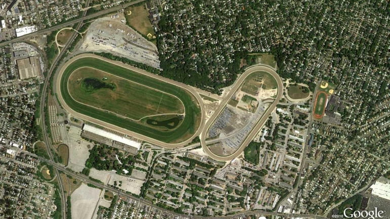 An aerial view of Belmont Racetrack.
