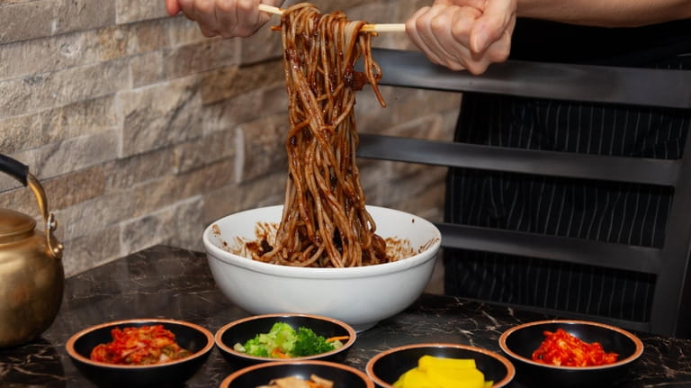 Jajangmyeon noodles at Food Court Korea in Albertson.