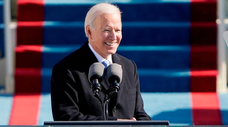 President Joe Biden delivers his Inauguration speech after being sworn...