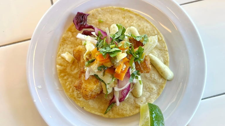 A Baja fish taco at Tacombi in Westbury.