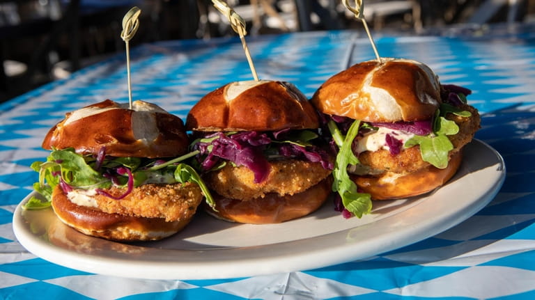The schnitzel sliders at Garvies Point Brewery in Glen Cove.