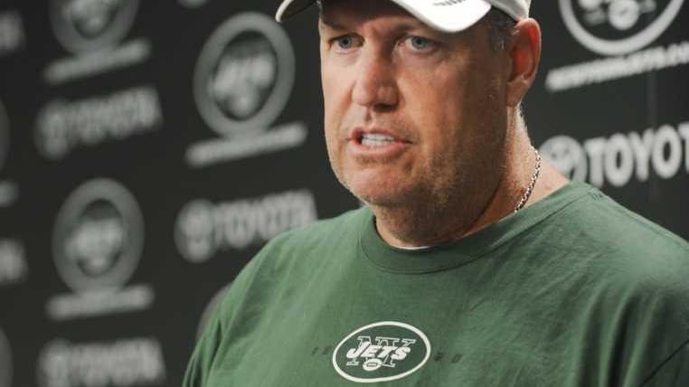 Jets head coach Rex Ryan speaks to the media prior...