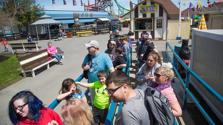 Guests line up for a ride at Funtown Splashtown USA...