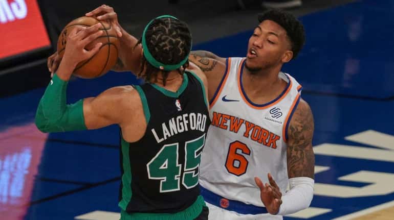 Celtics guard Romeo Langford drives to the basket as Knicks...