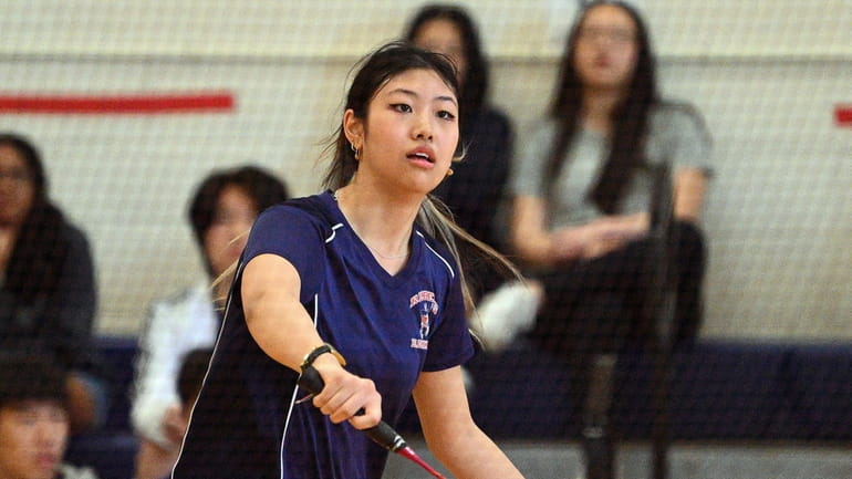 Kayla Wu, Great Neck South, during the singles match today...