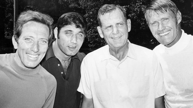 From left to right are: Andy Williams, Joe Namath, Bear...