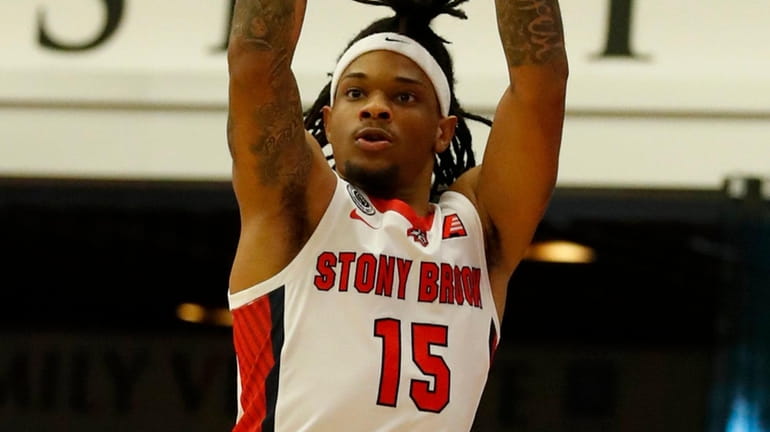 Anthony Roberts of the Stony Brook Seawolves puts up a shot...