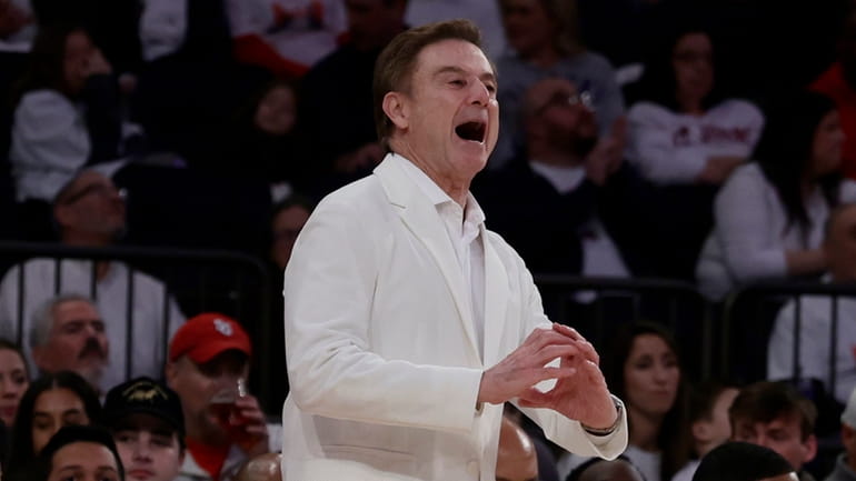 St. John's head coach Rick Pitino reacts in the second half...