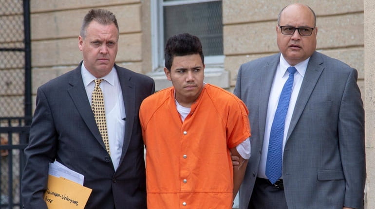 Josue Figueroa-Velasquez, 18, charged with second-degree murder, leaves Nassau County...
