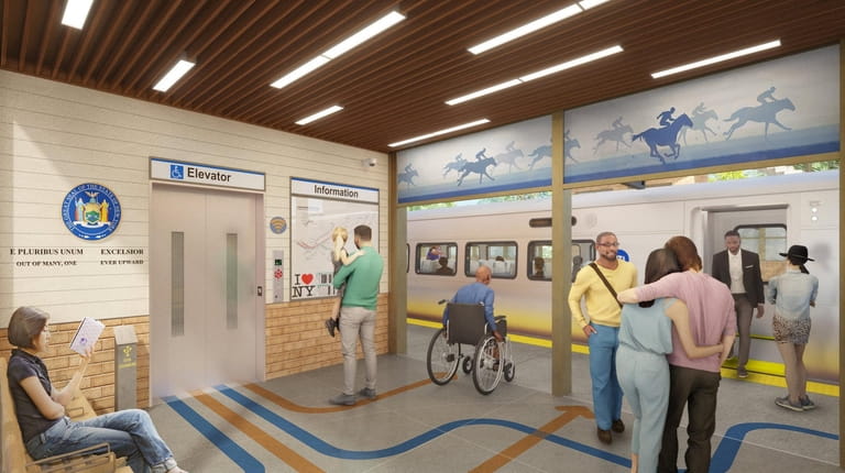 Rendering of the vestibule at the new train station, to be...