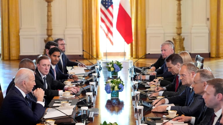 President Joe Biden meets with Polish President Andrzej Duda and...