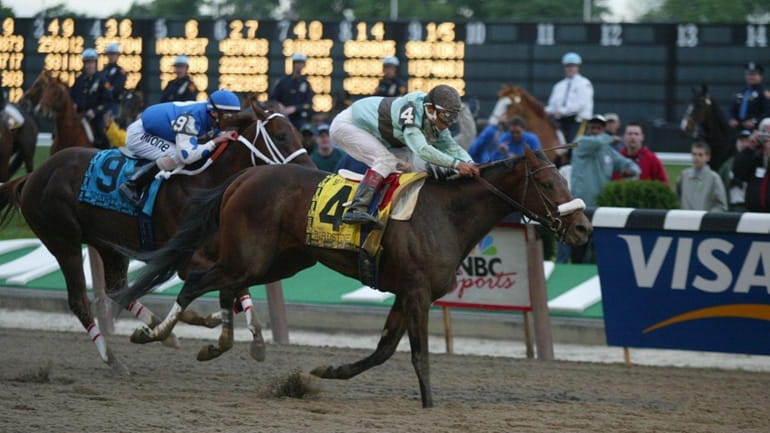 Birdstone wins the 136th running of the Belmont Stakes. Smarty...