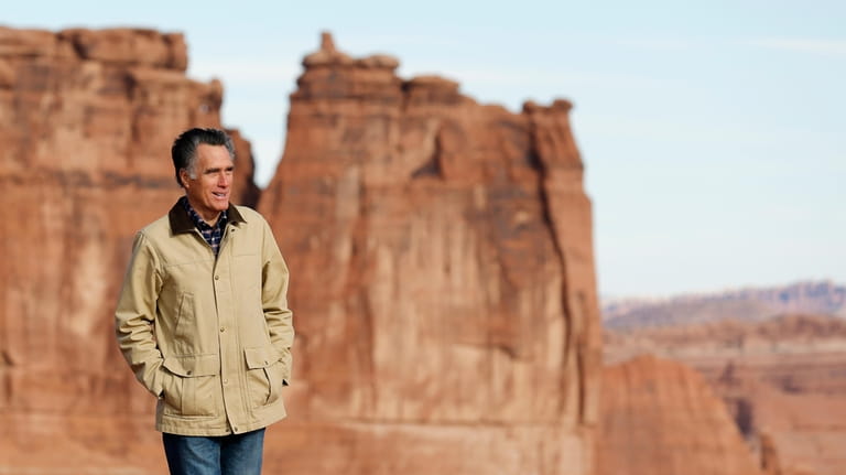 In this Saturday, March 3, 2018, photo, shows Mitt Romney...