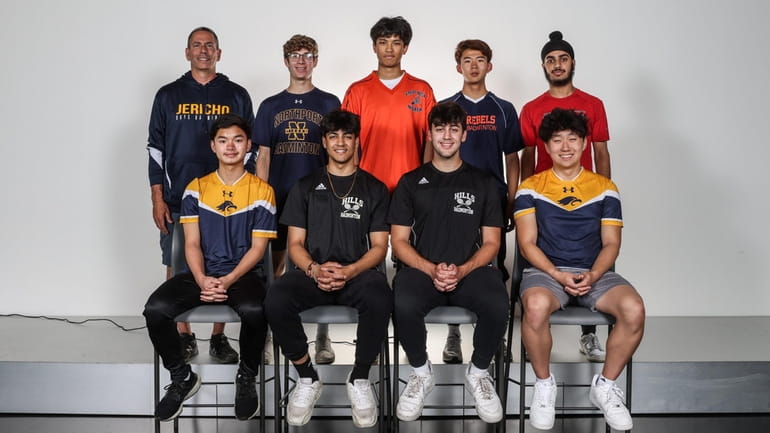 Newsday's All-Long Island boys badminton team for 2023. Front row,...