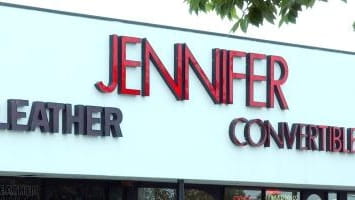 Jennifer Convertibles sign on store in Farmingdale