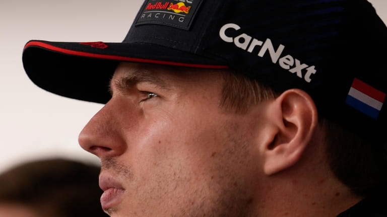 Red Bull driver Max Verstappen of the Netherlands answers to...