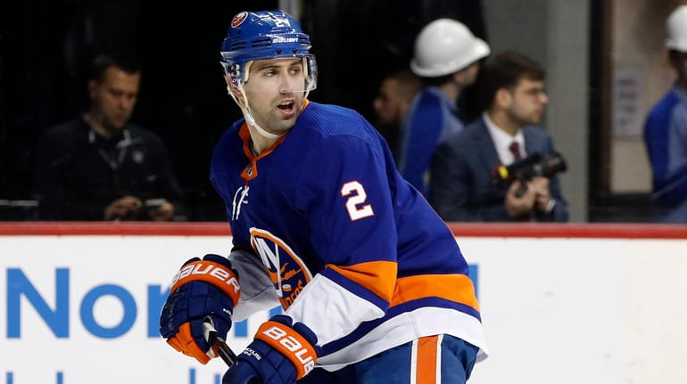 Nick Leddy of the Islanders skates during the third period against...