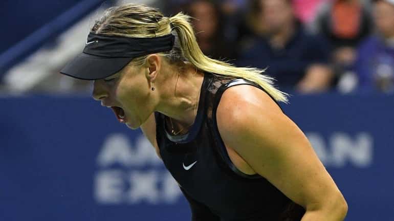 Maria Sharapova reacts against Sofia Kenin at the U.S. Open...