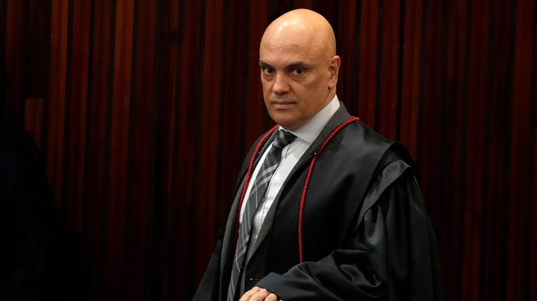 Brazilian Supreme Court Chief Justice Alexandre de Moraes, arrives to...