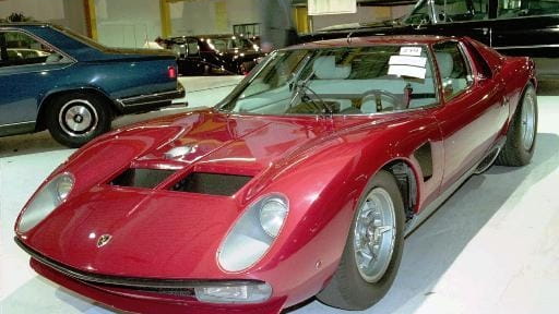 A 1971 Lamborghini Miura is displayed. (March 12, 1997)